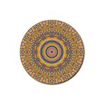 Wood Festive Rainbow Mandala Rubber Round Coaster (4 pack)  Front