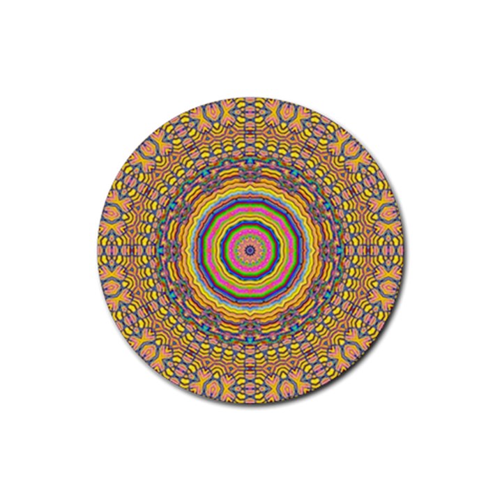 Wood Festive Rainbow Mandala Rubber Round Coaster (4 pack) 