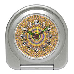 Wood Festive Rainbow Mandala Travel Alarm Clocks by pepitasart