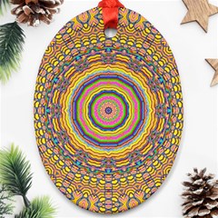 Wood Festive Rainbow Mandala Oval Ornament (two Sides) by pepitasart