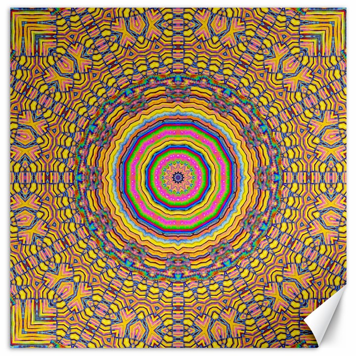 Wood Festive Rainbow Mandala Canvas 20  x 20  