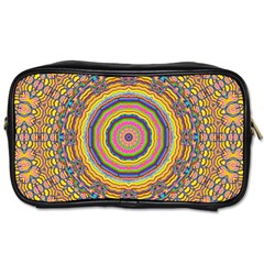 Wood Festive Rainbow Mandala Toiletries Bags by pepitasart