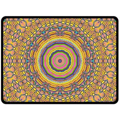 Wood Festive Rainbow Mandala Fleece Blanket (large)  by pepitasart