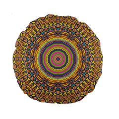 Wood Festive Rainbow Mandala Standard 15  Premium Round Cushions by pepitasart