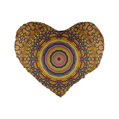 Wood Festive Rainbow Mandala Standard 16  Premium Heart Shape Cushions by pepitasart