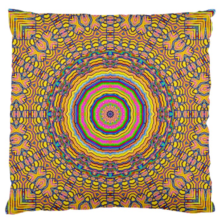 Wood Festive Rainbow Mandala Large Flano Cushion Case (Two Sides)