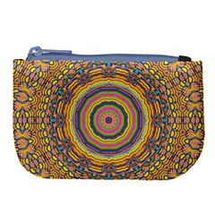 Wood Festive Rainbow Mandala Large Coin Purse by pepitasart