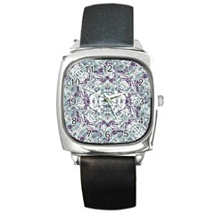 Modern Collage Pattern Mosaic Square Metal Watch by dflcprints