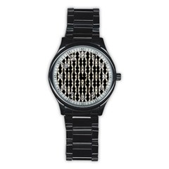 Wavy Stripes Pattern Stainless Steel Round Watch by dflcprints