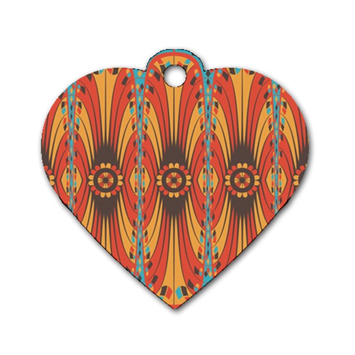 Geometric Extravaganza Pattern Dog Tag Heart (Two Sides)