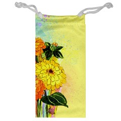 Background Flowers Yellow Bright Jewelry Bag by Nexatart