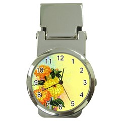 Background Flowers Yellow Bright Money Clip Watches by Nexatart