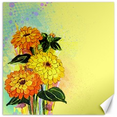 Background Flowers Yellow Bright Canvas 20  X 20   by Nexatart