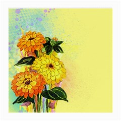 Background Flowers Yellow Bright Medium Glasses Cloth by Nexatart