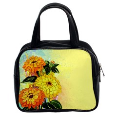 Background Flowers Yellow Bright Classic Handbags (2 Sides) by Nexatart