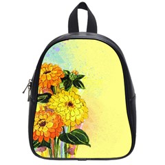 Background Flowers Yellow Bright School Bag (small) by Nexatart