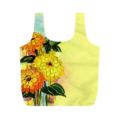 Background Flowers Yellow Bright Full Print Recycle Bags (m)  by Nexatart