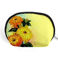 Background Flowers Yellow Bright Accessory Pouches (medium)  by Nexatart