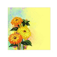 Background Flowers Yellow Bright Small Satin Scarf (square) by Nexatart