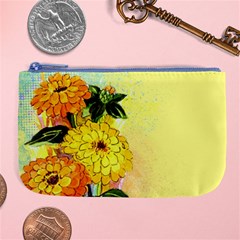 Background Flowers Yellow Bright Large Coin Purse by Nexatart