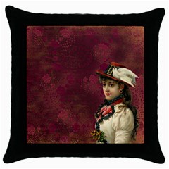 Vintage Edwardian Scrapbook Throw Pillow Case (black) by Nexatart