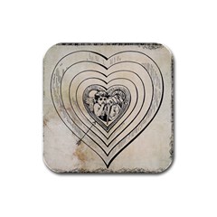 Heart Drawing Angel Vintage Rubber Square Coaster (4 Pack)  by Nexatart