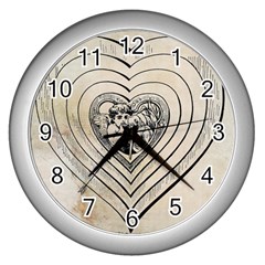 Heart Drawing Angel Vintage Wall Clocks (silver)  by Nexatart