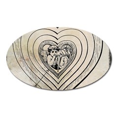 Heart Drawing Angel Vintage Oval Magnet by Nexatart