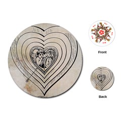 Heart Drawing Angel Vintage Playing Cards (round)  by Nexatart