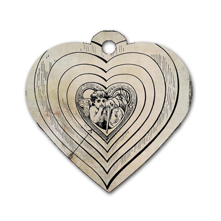 Heart Drawing Angel Vintage Dog Tag Heart (One Side)