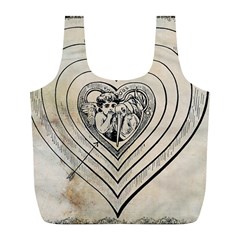 Heart Drawing Angel Vintage Full Print Recycle Bags (l)  by Nexatart