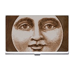 Moon Face Vintage Design Sepia Business Card Holders by Nexatart