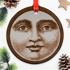 Moon Face Vintage Design Sepia Round Ornament (two Sides) by Nexatart