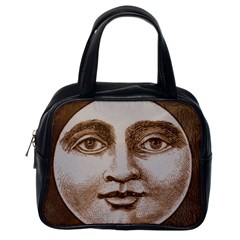 Moon Face Vintage Design Sepia Classic Handbags (one Side) by Nexatart