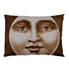 Moon Face Vintage Design Sepia Pillow Case by Nexatart