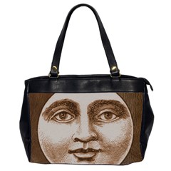 Moon Face Vintage Design Sepia Office Handbags (2 Sides)  by Nexatart