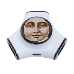 Moon Face Vintage Design Sepia 3-port Usb Hub by Nexatart