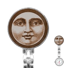 Moon Face Vintage Design Sepia Stainless Steel Nurses Watch by Nexatart