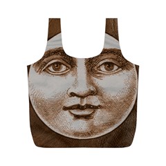 Moon Face Vintage Design Sepia Full Print Recycle Bags (m)  by Nexatart