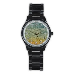 Background Cubism Mosaic Vintage Stainless Steel Round Watch by Nexatart