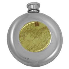 Vintage Map Background Paper Round Hip Flask (5 Oz) by Nexatart