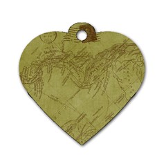 Vintage Map Background Paper Dog Tag Heart (two Sides) by Nexatart