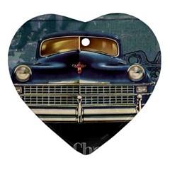 Vintage Car Automobile Heart Ornament (two Sides)