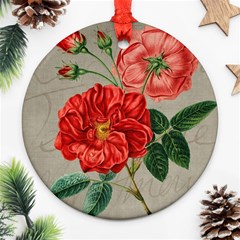 Flower Floral Background Red Rose Ornament (round) by Nexatart