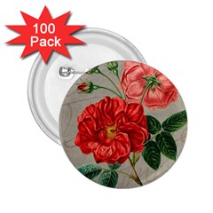 Flower Floral Background Red Rose 2 25  Buttons (100 Pack)  by Nexatart