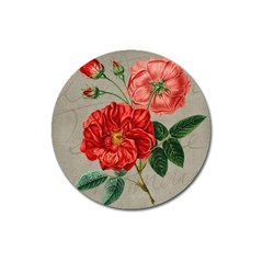 Flower Floral Background Red Rose Magnet 3  (round) by Nexatart