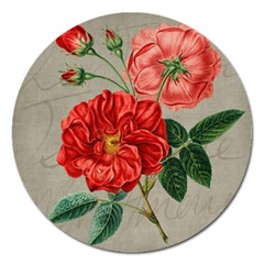 Flower Floral Background Red Rose Magnet 5  (round) by Nexatart