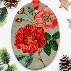 Flower Floral Background Red Rose Oval Ornament (two Sides) by Nexatart