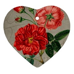 Flower Floral Background Red Rose Heart Ornament (two Sides)