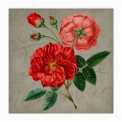 Flower Floral Background Red Rose Medium Glasses Cloth (2-side) by Nexatart